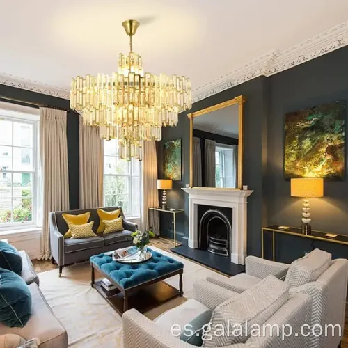 Luces de lámpara de cristal de brillo de oro nórdico modernos